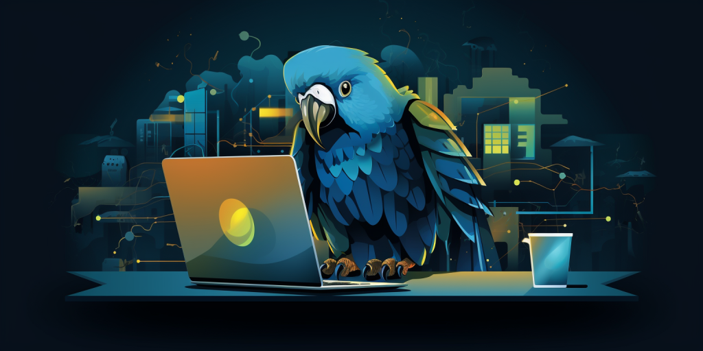 parrot at laptop